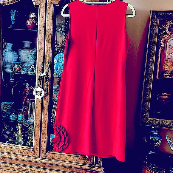 🔴🔥LaEl CoutureSexy &EdgyRed DressHandswonFlowersStretchy FormFitting S:L/M - Picture 3 of 11